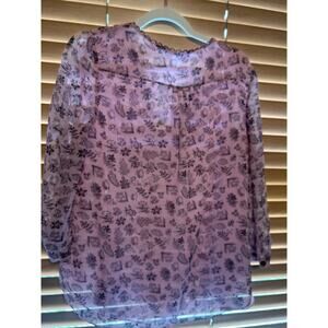 Diane von Furstenberg Sheer Floral Blouse Size 6